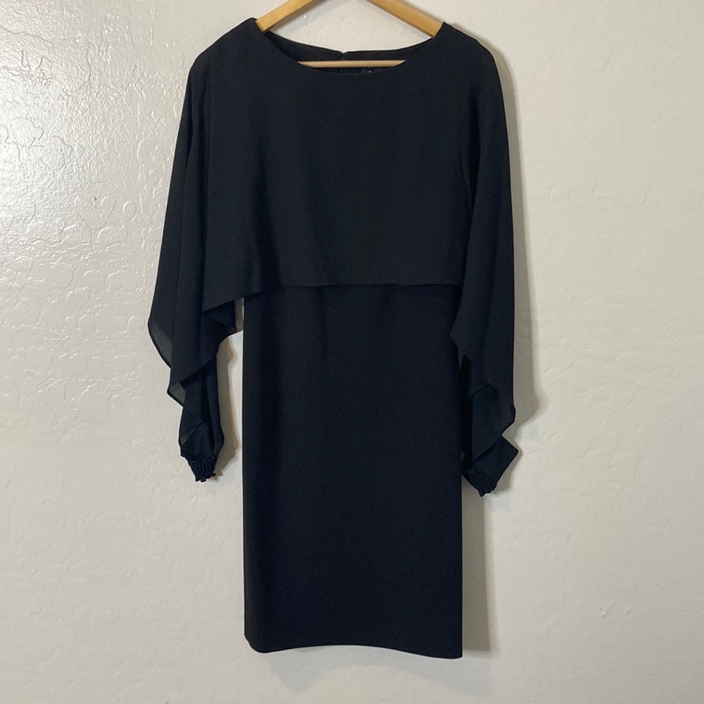 NWT DKNY Black Dress with cape sleeve Size 4